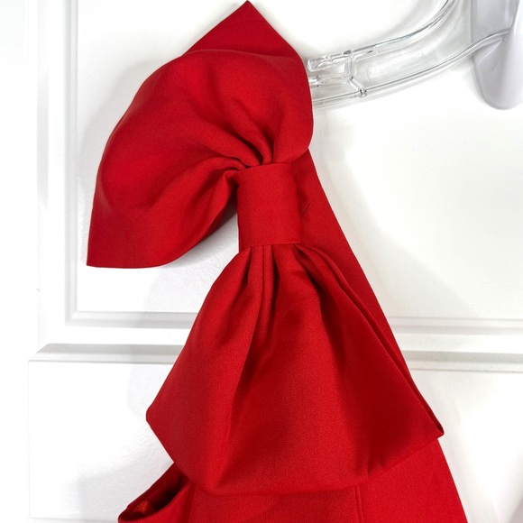 MAC DUGGAL Bow Shoulder V-Neck Gown Red Dress NEW Size 10 - Picture 6 of 14